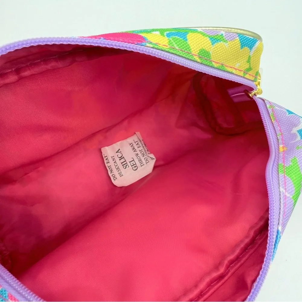 Lilly Pulitzer x Estee Lauder Blue Pink Cosmetic Makeup Bag 2 Travel Containers